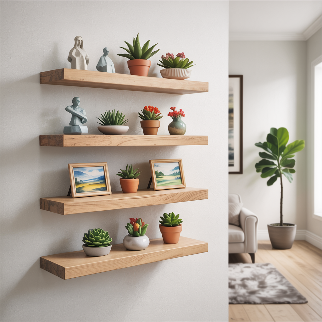 Floating Shelves with Mini Art