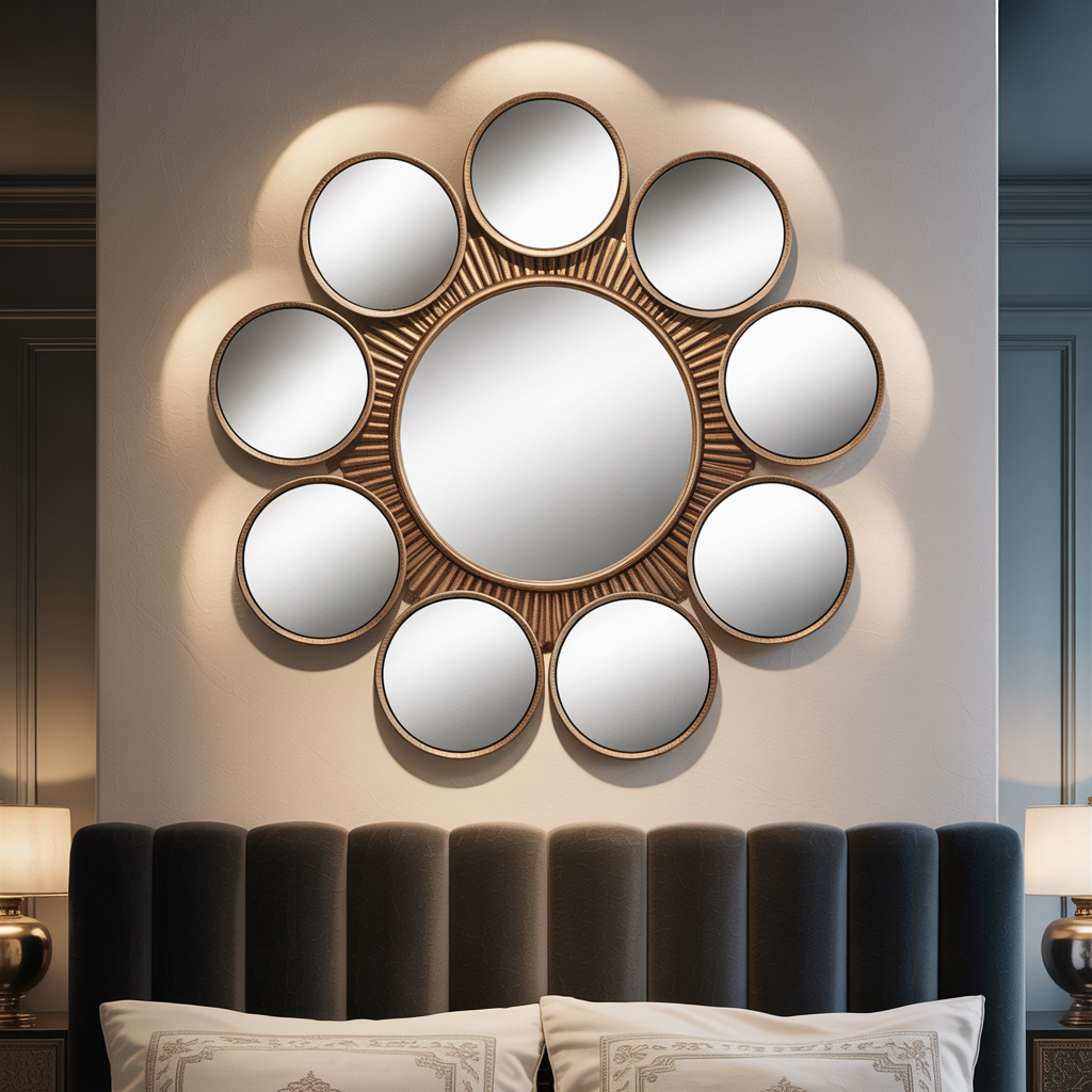  Cluster Round Mirrors in Sunburst Patterns

