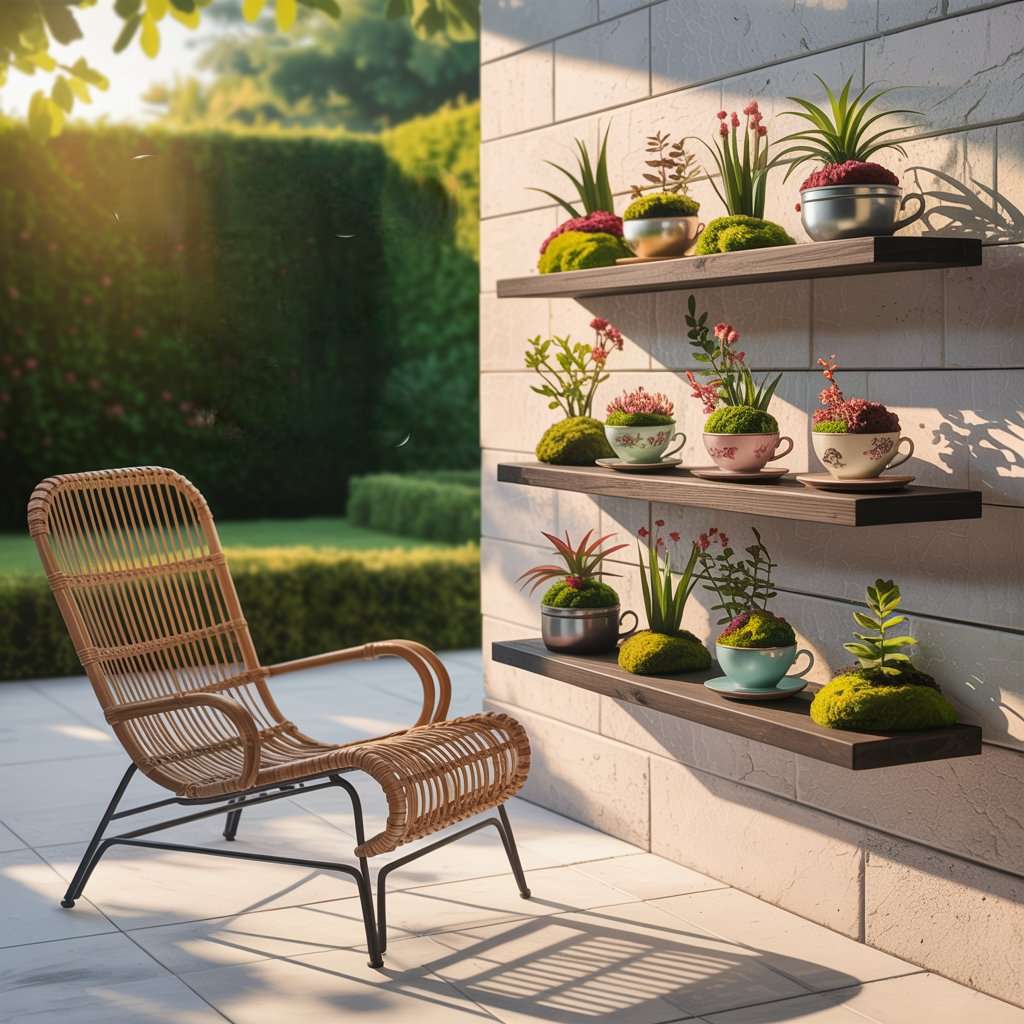 Floating Shelves with Mini Gardens