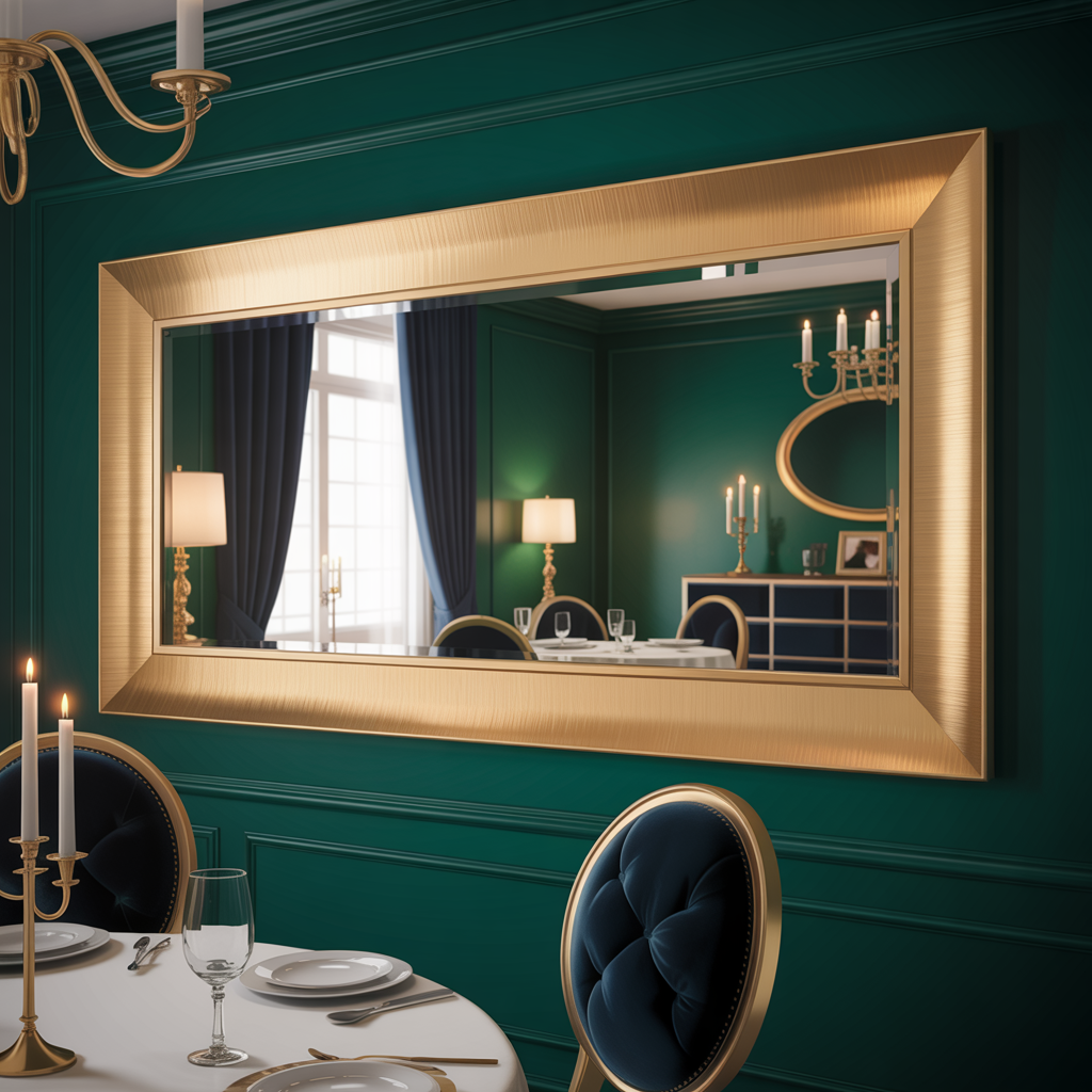  Gold Accented Mirror Luxe Dining Room Focal Point