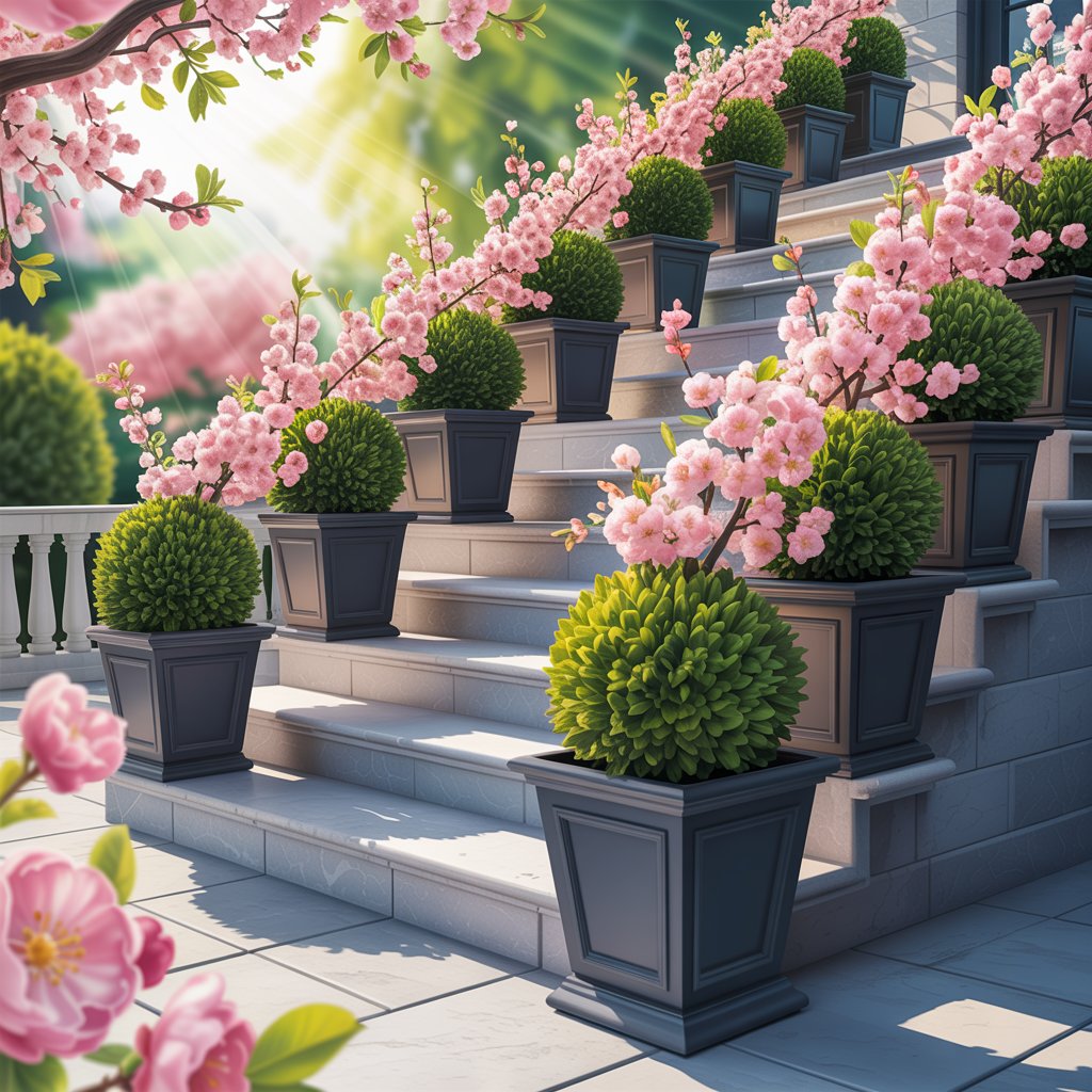 Staircase Side Planters with Seasonal Swaps