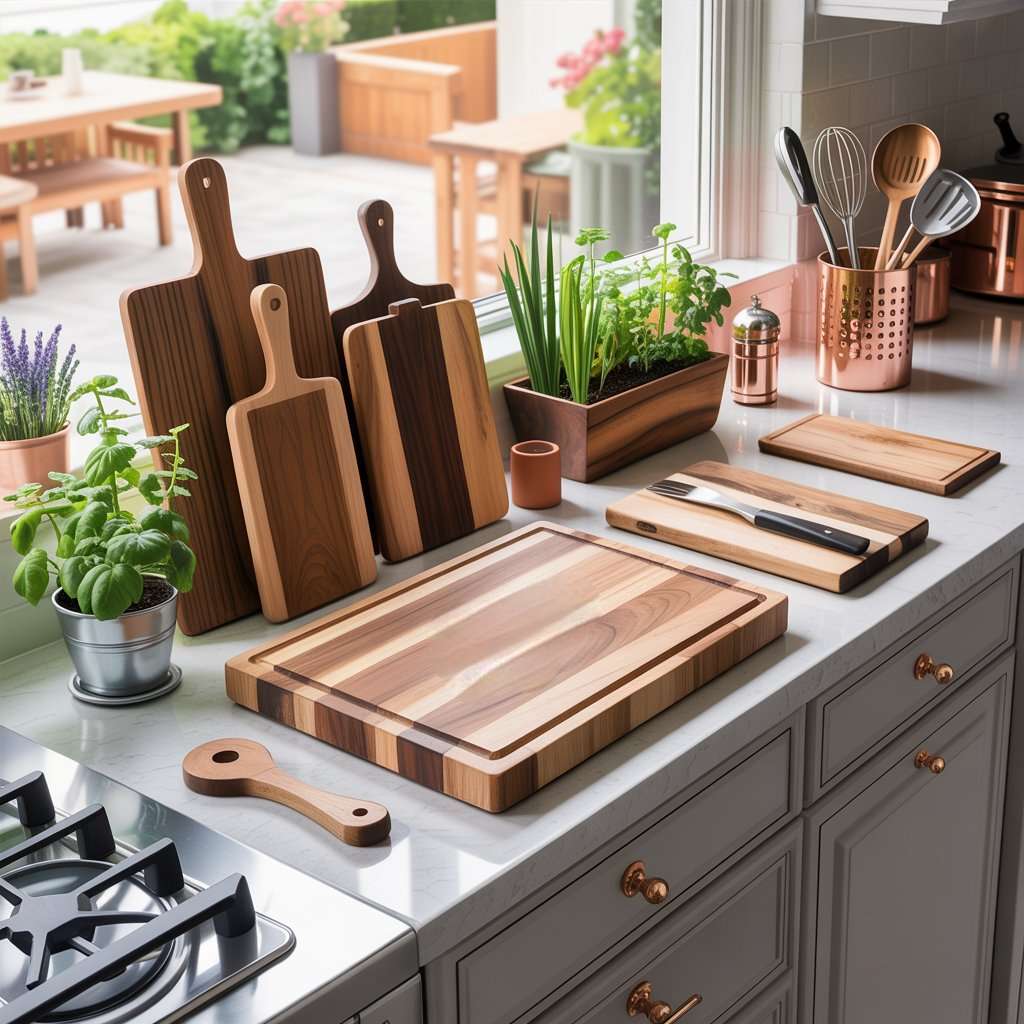 Add Warmth with Wood Accents and Cutting Boards