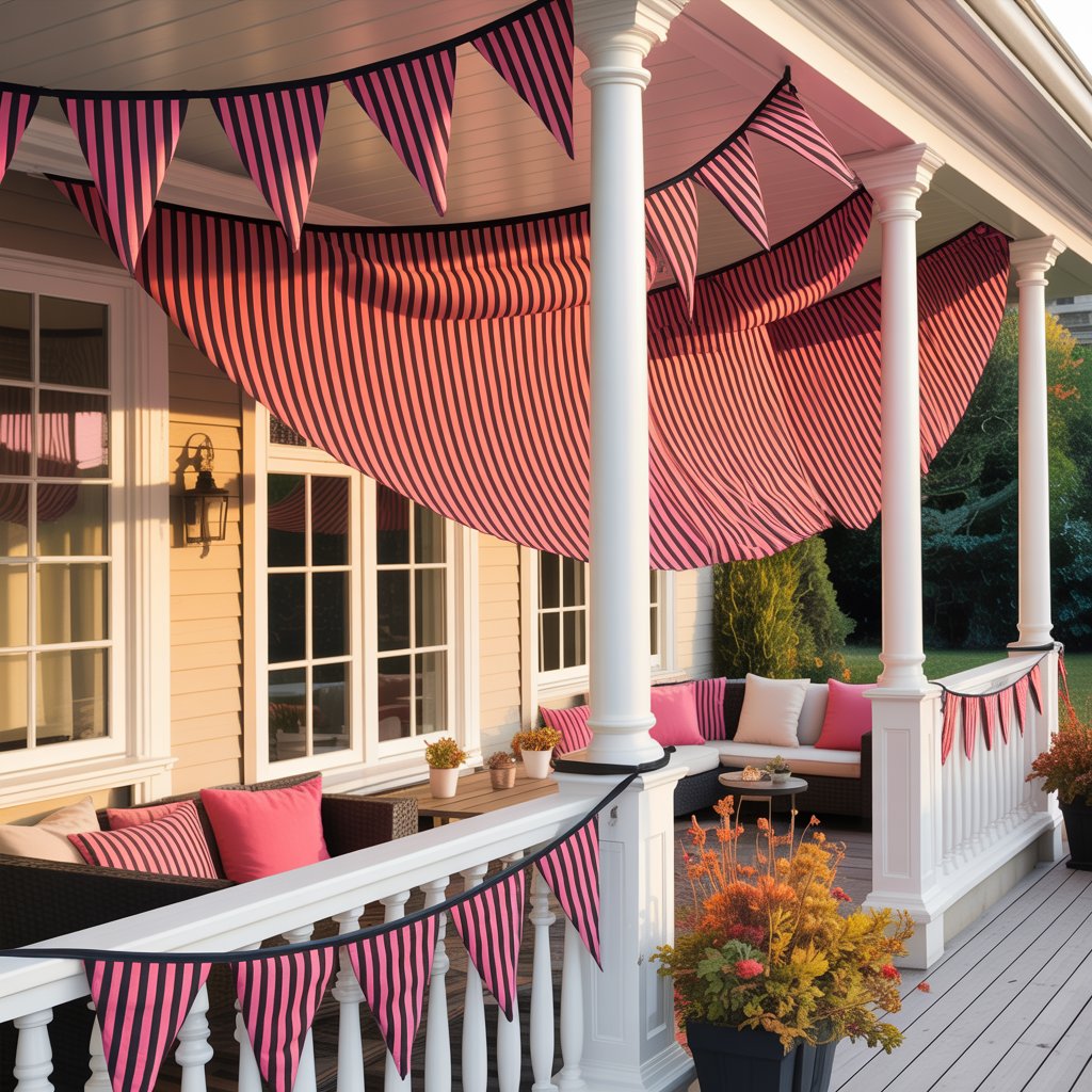 Black and Pink Striped Bunting