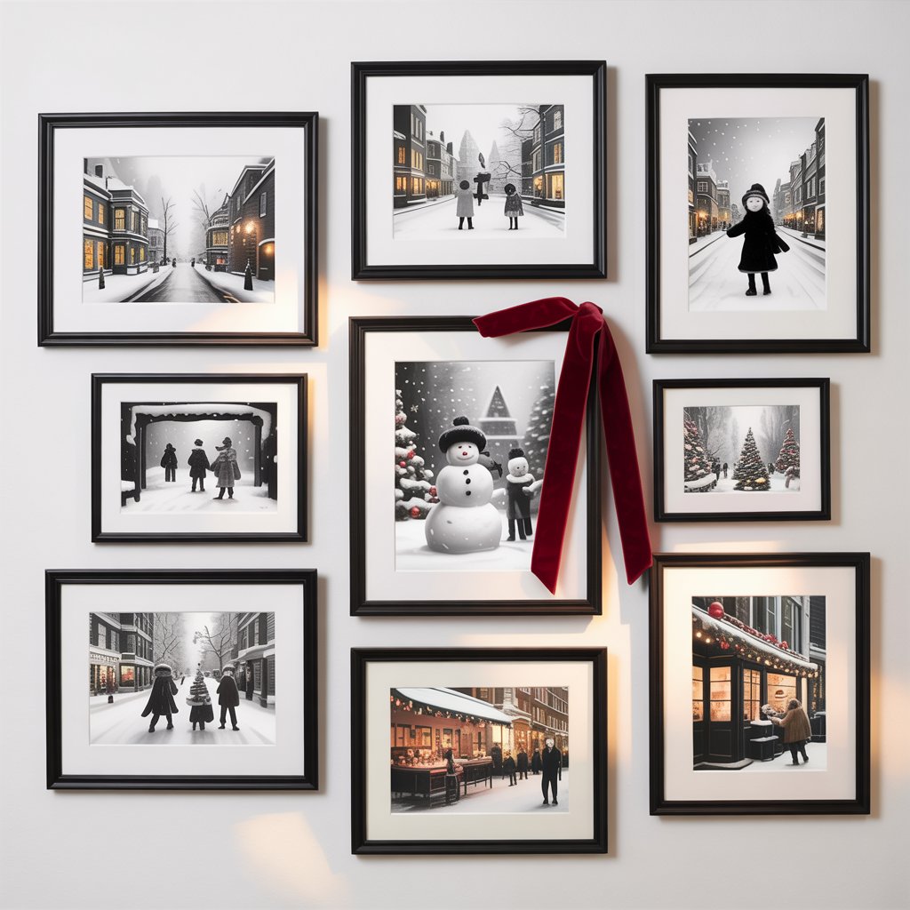 Black-and-White Holiday Photography Wall