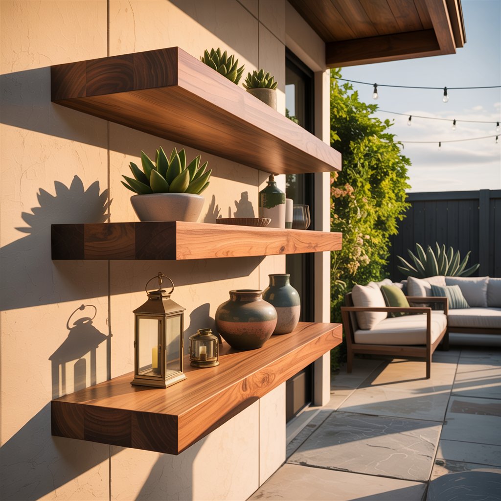 Floating Wood Shelves with Decor