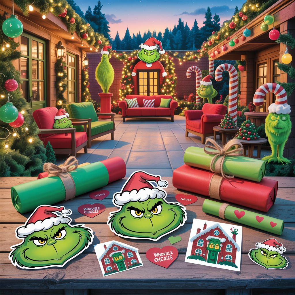 Grinch-Inspired Gift Wrapping Station