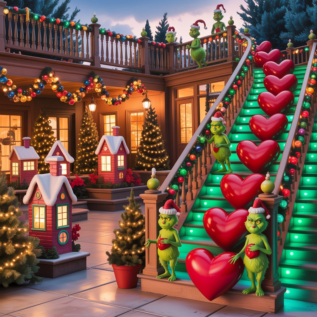 Grinch-Inspired Holiday Staircase