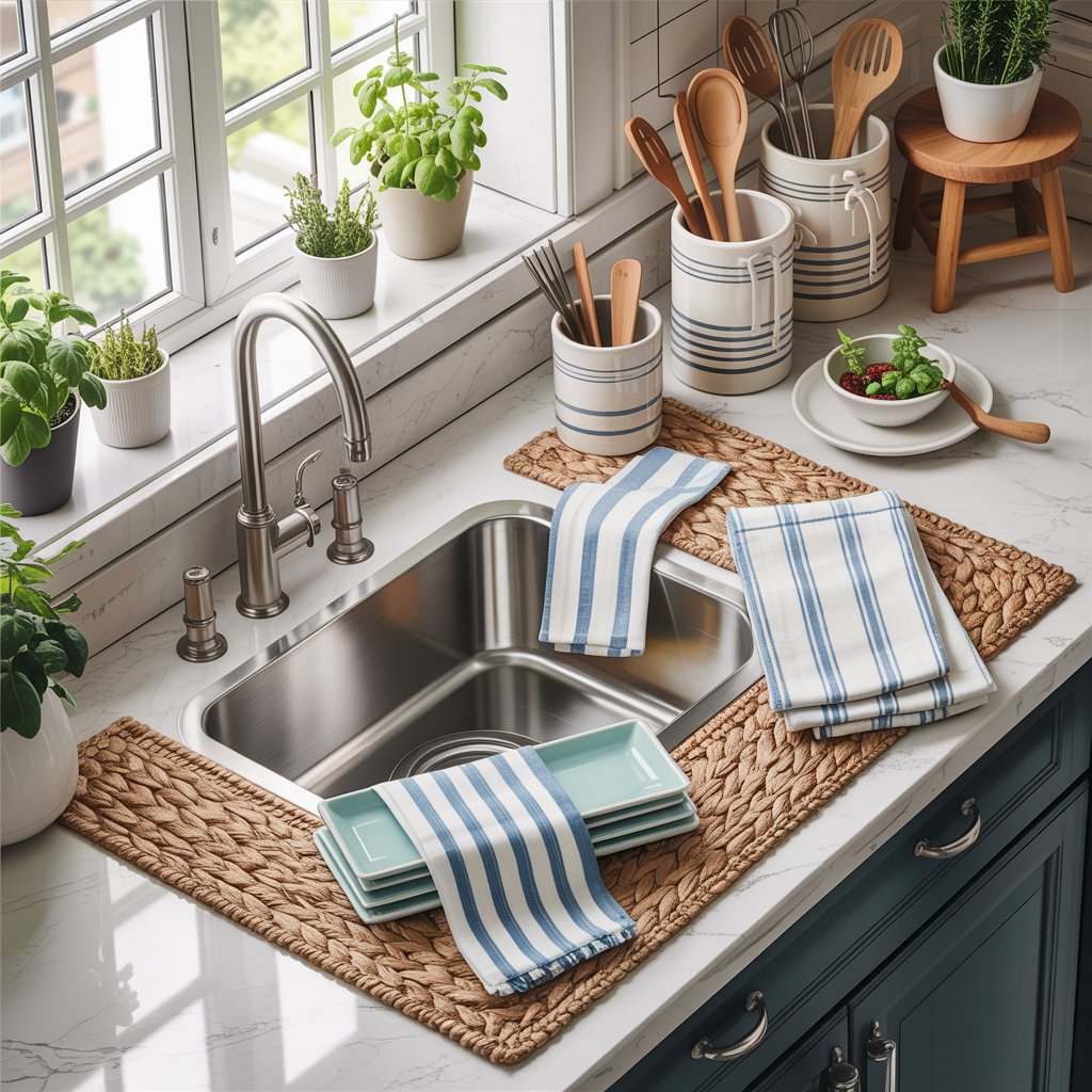 Layer Textures with Rugs, Mats, and Linens