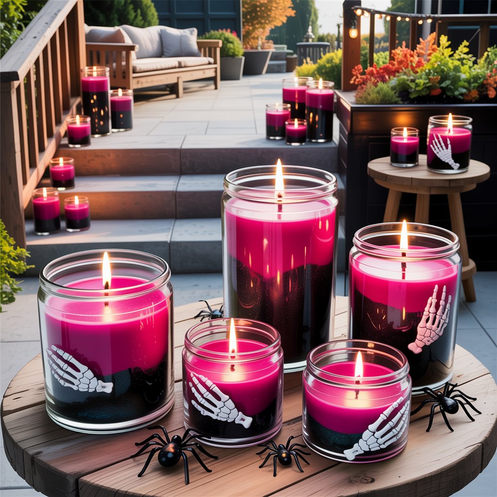 Pink Candles in Glass Jars