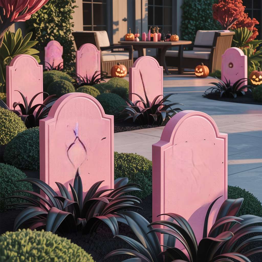 Rosy Tombstone Garden Markers