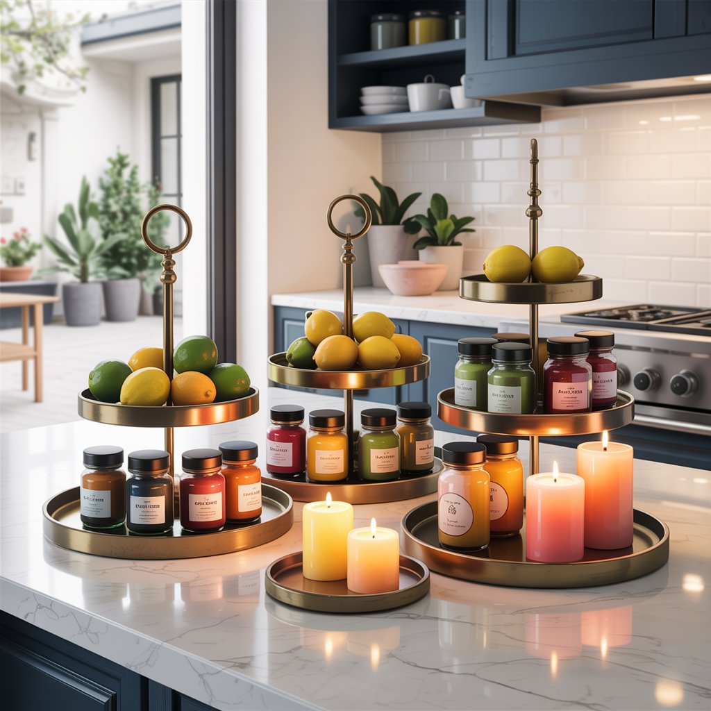 Use Tiered Trays for Vertical Storage & Style