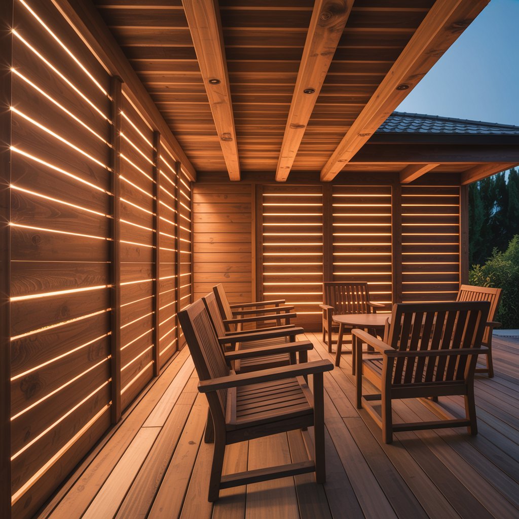 Wood Wall with Integrated Lighting