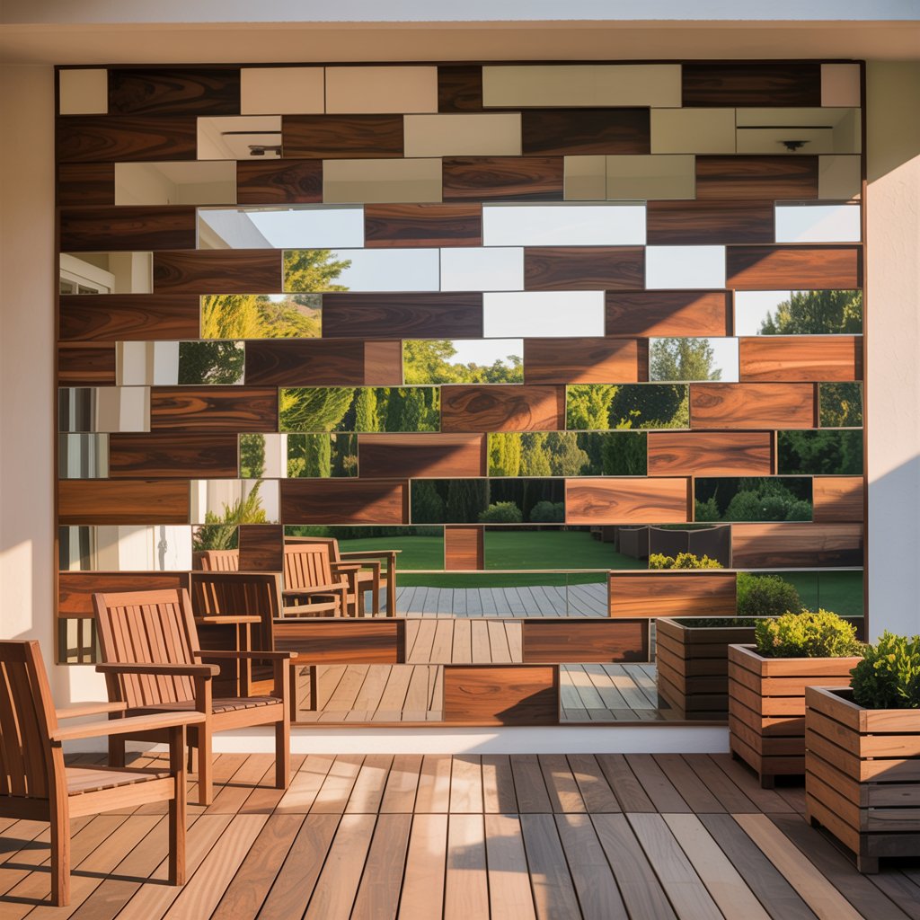 Wood and Mirror Combination Wall