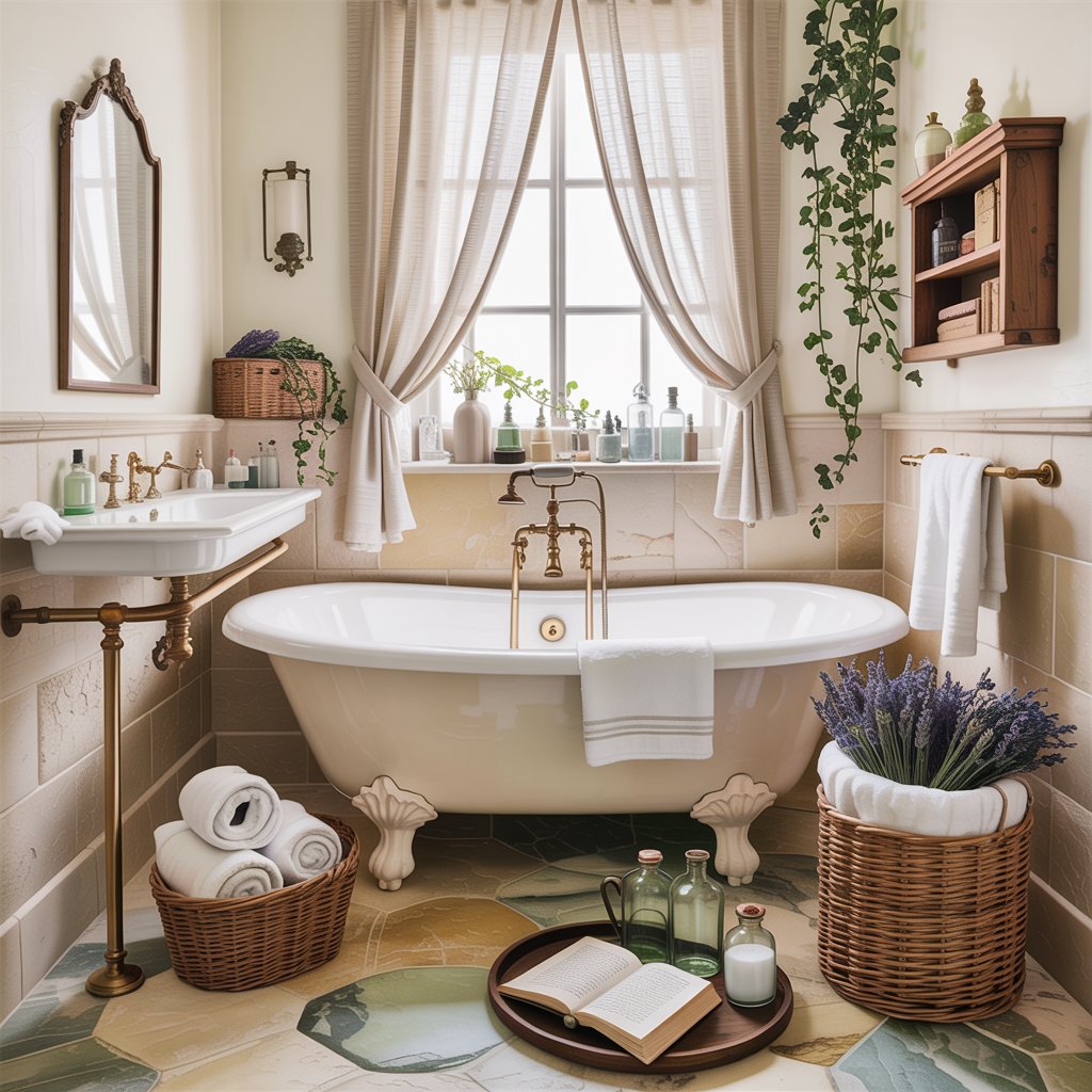 Cottagecore Bathroom with Clawfoot Tub