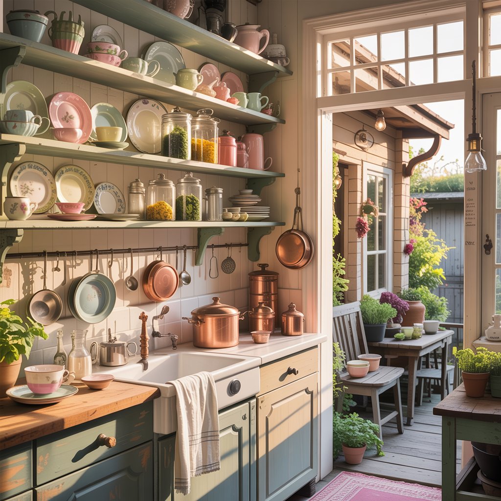 Cottagecore Kitchen with Open Shelving