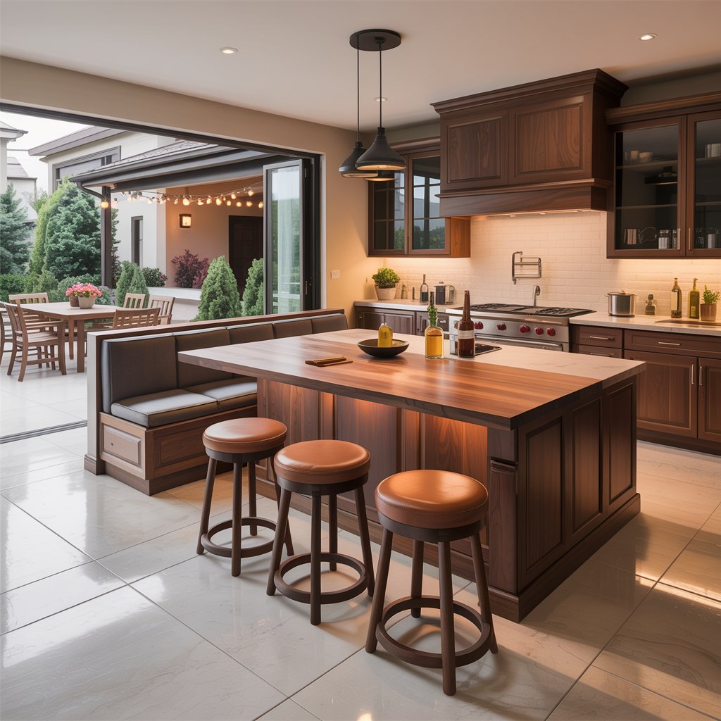  Integrated Seating with Custom Stools