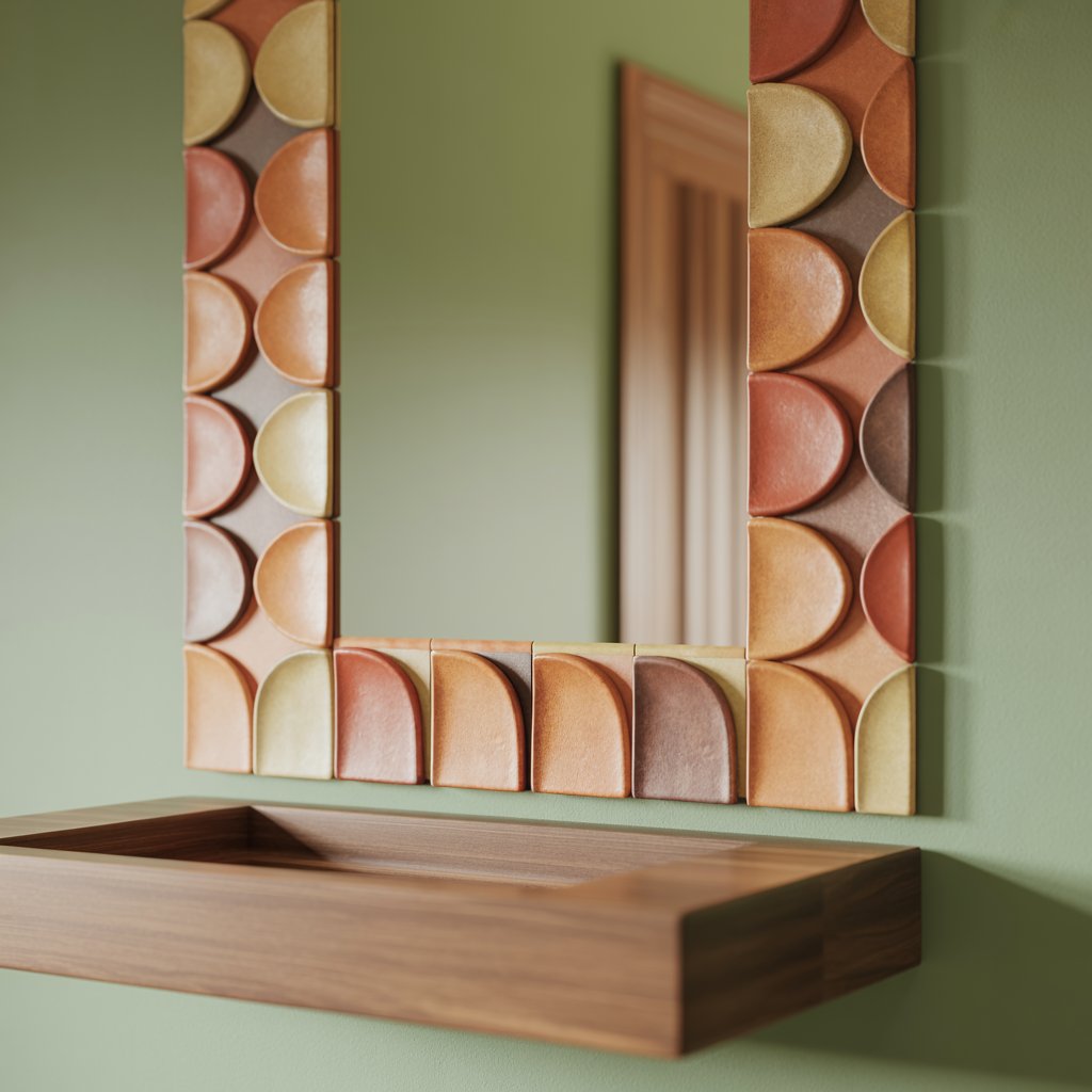 Boho Scalloped Terracotta Vanity Mirror