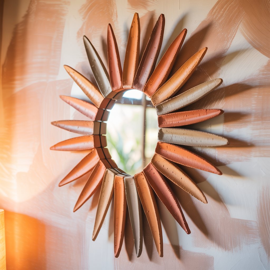 Desert-Inspired Starburst Clay Tile Mirror