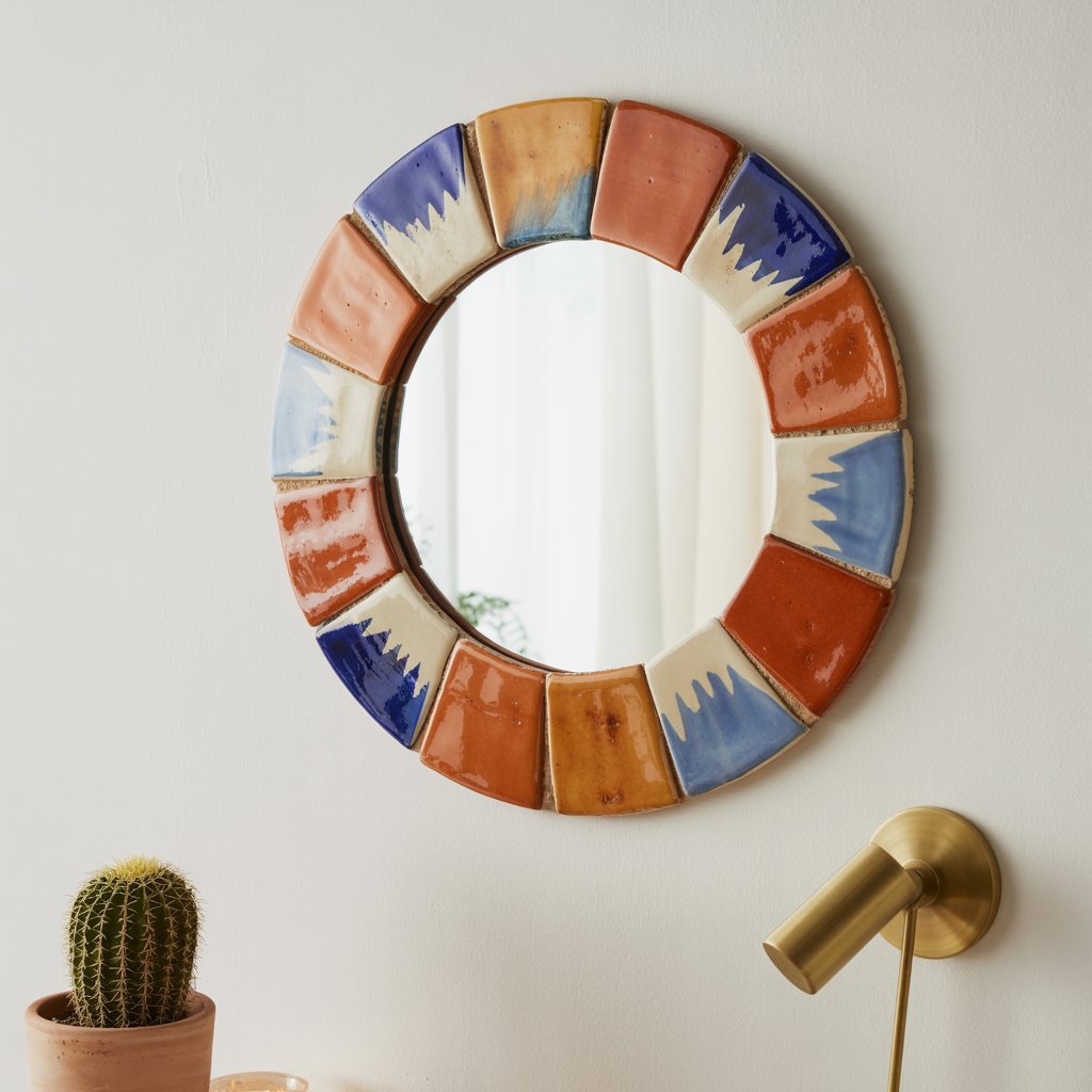 Mediterranean Hand-Painted Tile Surround Mirror