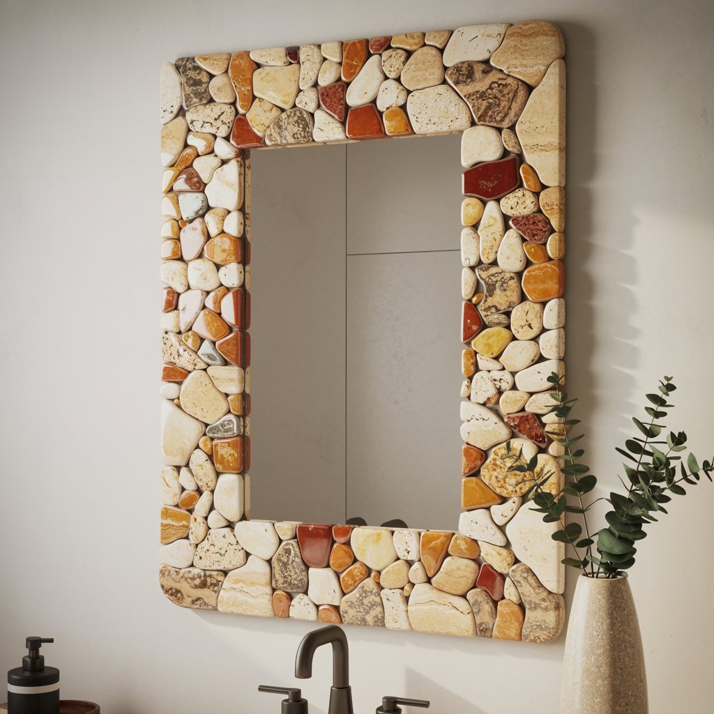 Natural Stone and Terracotta Mosaic Mirror