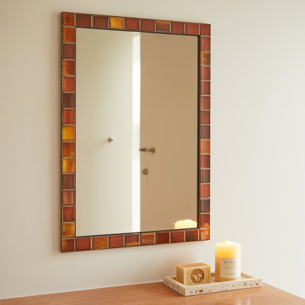 Warm-Toned Rectangular Terracotta Vanity Mirror