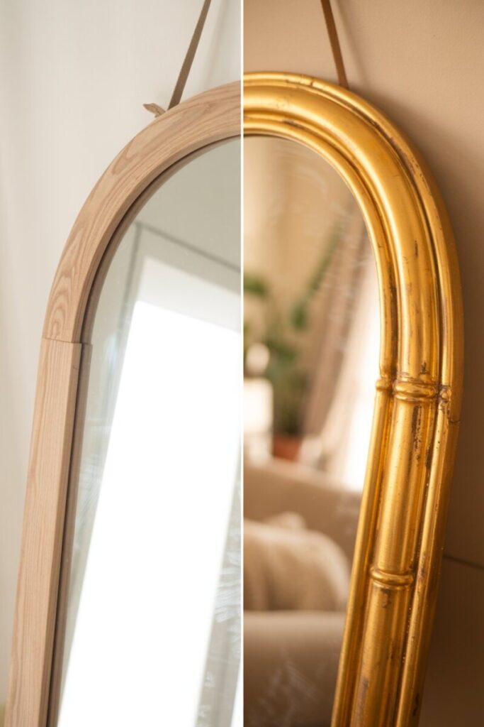 gilded gold leaf boho mirror with warm tones