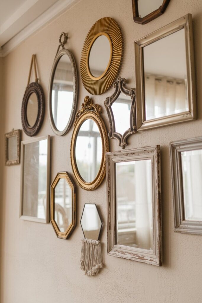upcycled vintage mirror styling ideas gallery wall boho