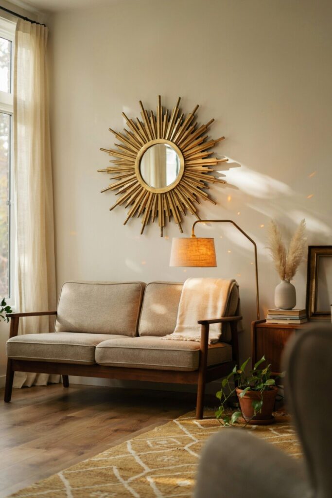 Classic Gold Sunburst in the Living Room