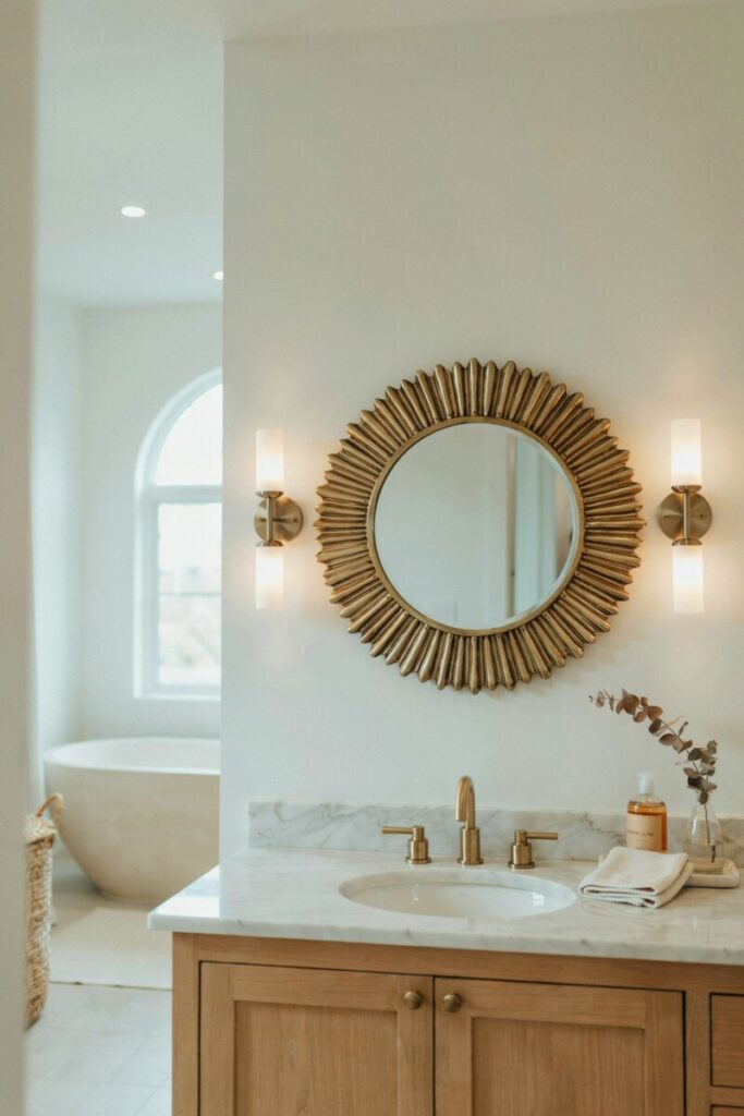 Sunburst Over Bathroom Vanity for Glamour and Light